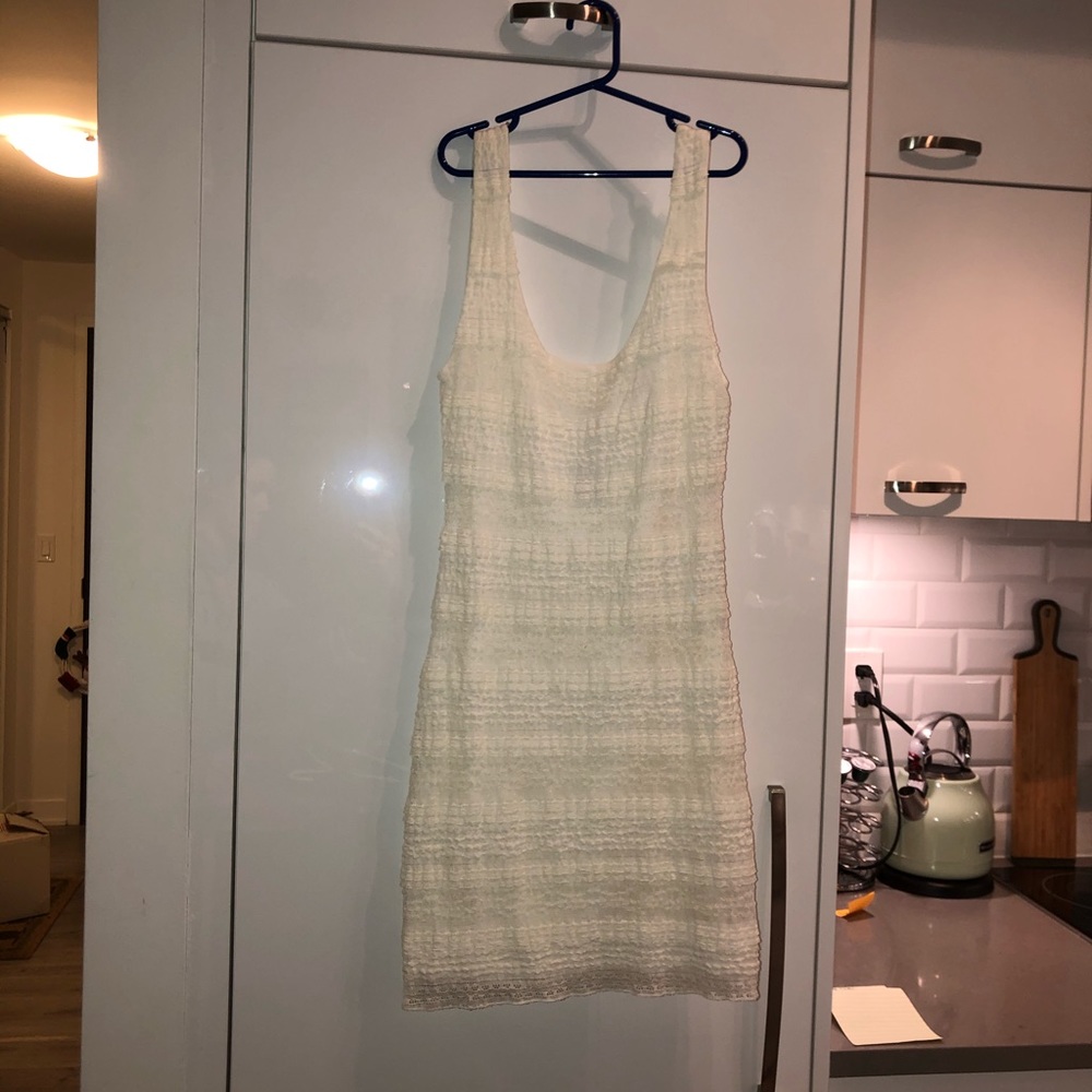 White lace body con dress